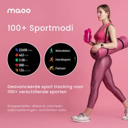 Maoo Ventura AMOLED Smartwatch Dames - RVS en 4x Siliconen Bandje - Stappenteller - Hartslagmeter - Slaapmonitor - Multisport - Geschikt voor Android en iOS - Zwart — thumbnail 12
