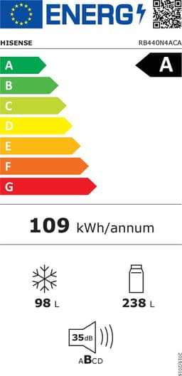 Hisense RB440N4ACA, Koelkast met A Energielabel - Koel-vriescombinatie - No Frost - RVS - Multi-Air Flow - Fast Freeze - 35dB (A) -Inverter Compressor - 336 Liter — thumbnail 2