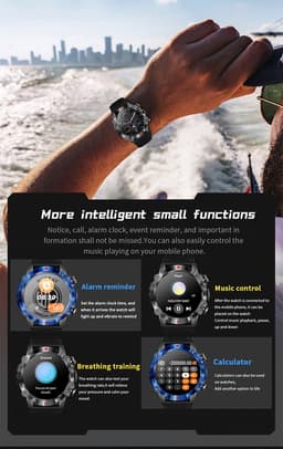 WizBay Premium Select® 1.39inch Sport Smartwatch Dames Heren TFT - Bluetooth Call - Magnetic Laden - Slaap Hart Monitor - O2 en Bloeddrukmeter - 100+ Sport Modi - Message - Alu Mat Zwarte Case - Smartwatches - Zwarte TPU Band — thumbnail 4