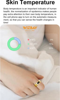 WizBay Premium Select® Smart Ring Zilver - Hartslag, Slaap, Zuurstof - Multi Sport Modi - Oplaadcase - Maat 11 — thumbnail 11