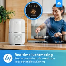 Luchtreiniger Pro met App en Vervangbare HEPA 13 Filter en UV-Lamp - Air Purifier - 165m3/u - Air Cleaner - 4 Standen - Koolstoffilter - Tegen Hooikoorts, Huisstofmijt, Allergie, Stof, Geur, Rook - Wit - Silvergear — thumbnail 2