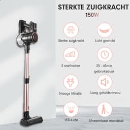 AG4200 Steelstofzuiger Draadloos - Stofzuiger Zonder Zak - Rose Gold - Geschikt voor Dierenharen- Krachtig -Kruimeldief- Draadloze Stofzuigers - Steelstofzuigers - Kruimelzuiger - Compact & Licht — thumbnail 14