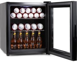 PRIMO PR178BC Drankkoelkast - Minibar - Mini Koelkast - Glazen deur - 46L - D - Zwart