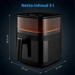 MEDION X10 XL hetelucht friteuse (5 liter XXL frituurmand, stoom voor knapperig voedsel, 1.500 watt, kijkvenster, schudalarm, digitaal bedieningspaneel, 10 automatische programma's, tot 230 °C) — thumbnail 6
