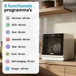 Joula Mini Vaatwasser met Waterreservoir - 8 Wasprogramma's - 5 Couverts - Kleine Smalle Vrijstaande Afwasmachine - Camping - Wit — thumbnail 6