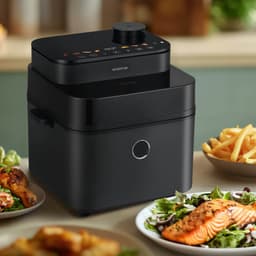 Inventum GF730HLDB Airfryer XXL - 7,3L - Crispy- & stoomfunctie - Kijkvenster - 8 programma's - 80-200 °C - PFAS-vrij - Tot 6 personen - Grijs/Zwart — thumbnail 2