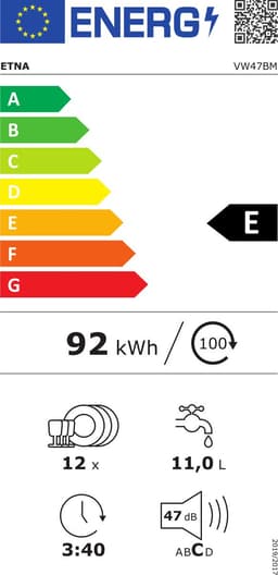ETNA VW47BM - Inbouwvaatwasser - Meervoudig filtersyteem - 6 programma's - 12 couverts — thumbnail 2