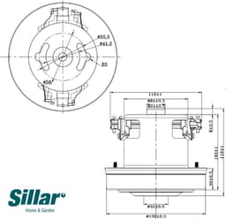 Sillar, stofzuigermotor 2000W - enkele turbine - vervanging - geschikt voor LG Zelmer Bosch Samsung Meteor stofzuigers - 220V - 50/60Hz — thumbnail 7