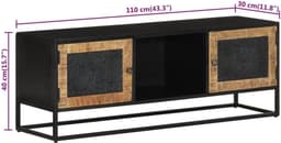 TV-kast 110x30x40 cm, massief ruw mango hout en ijzer — thumbnail 5