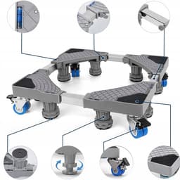 Wasmachine Onderstel - Wasmachine verhogers - 42-66cm Verstelbaar & 250kg Draagkracht - 4 Wieltjes met Rem - Geluidsreducerend - Voor Apparaten en Koelkast — thumbnail 9