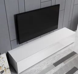TV-meubel met poten, breed 180 cm, hoogglans wit, 3 compartimenten, modern design — thumbnail 4