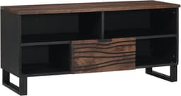 TV Kast Hout - Media Meubel - Opbergen Entertainment - Massief Mangohout - 100x33.5x46 cm - Walnoot Afwerking — thumbnail 1