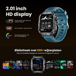 Maoo FORGE GPS Square - GPS Smartwatch Heren - Sporthorloge - 3 Bandjes - Stappenteller - Hartslagmeter - Slaapmonitor - Belfunctie - LED Zaklamp - Multisport - Geschikt voor Android en iOS - Gun Metal Blue — thumbnail 15
