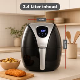 alpina Airfryer 2.4L - Heteluchtfriteuse 1-4 Personen - Air Fryer met Digitaal Touchscreen - Instelbare Temperatuur 80 tot 200 Graden - met Timer Functie - Heteluchtoven 1500W - Zwart — thumbnail 5