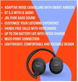JBL Tune 770NC - Draadloze over-ear koptelefoon - Noise Cancelling- Zwart — thumbnail 12