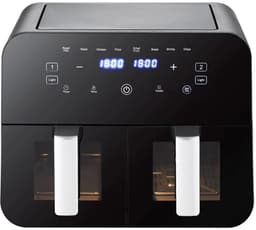 Dubbele Airfryer - 2 Manden - 9 L inhoud - Twee kookzones - Kijkvenster - Kleur Zwart - Heteluchtfriteuse - Hete Lucht Oven - 37,9×36×31cm — thumbnail 1