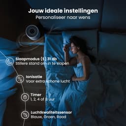 Auronic Luchtreiniger Compact met HEPA 13 Filter, Ionisator en Koolstoffilter - Ruimtes tot 30m² - CADR-waarde van 150m³/u - Air Purifier - Wit — thumbnail 7