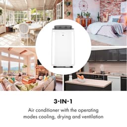 Klarstein Mobiele airconditioner met luchtafvoerslang, 4-in-1 airconditioner, ventilator, luchtontvochtiger & nachtmodus, kleine & draagbare airconditioner voor thuis & op kantoor, laag verbruik, 14000BTU,1 kW voor 65 m² - Afstandsbediening — thumbnail 17