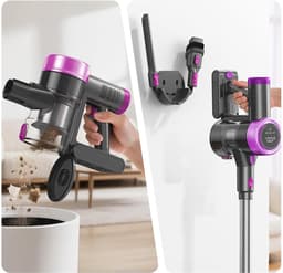 Krachtig Stofzuiger Zonder Zak - Stofzuigers - Vacuum Cleaner Zakloos - Draadloze - 550W - Sterke Zuigkracht - HEPA Filter - Anti-Haar-Wickel-Bürste - voor dierenharen, tapijt en harde vloeren - gering gewicht — thumbnail 9