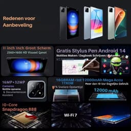 Mookes Tablet Android Snapdragon888 11Inch Hd 12GB 512GB 12000Mah 5G Dual Sim Bluetooth Wifi Gps Tafels - Black — thumbnail 3