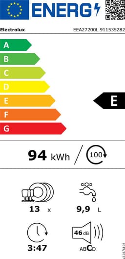 Electrolux EEA27200L Volledig ingebouwd | Stil & zuinig | AirDry | AutoSense | Quick Select | — thumbnail 2