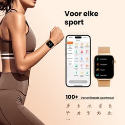 Maoo ProWatch AMOLED Smartwatch Dames en Heren - Milanese Bandje en 3 Siliconen Bandjes - Stappenteller - Hartslagmeter- Bloeddrukmeter - Slaapmonitor - Multisport - Geschikt voor Android en iOS - Rosé Goud — thumbnail 9
