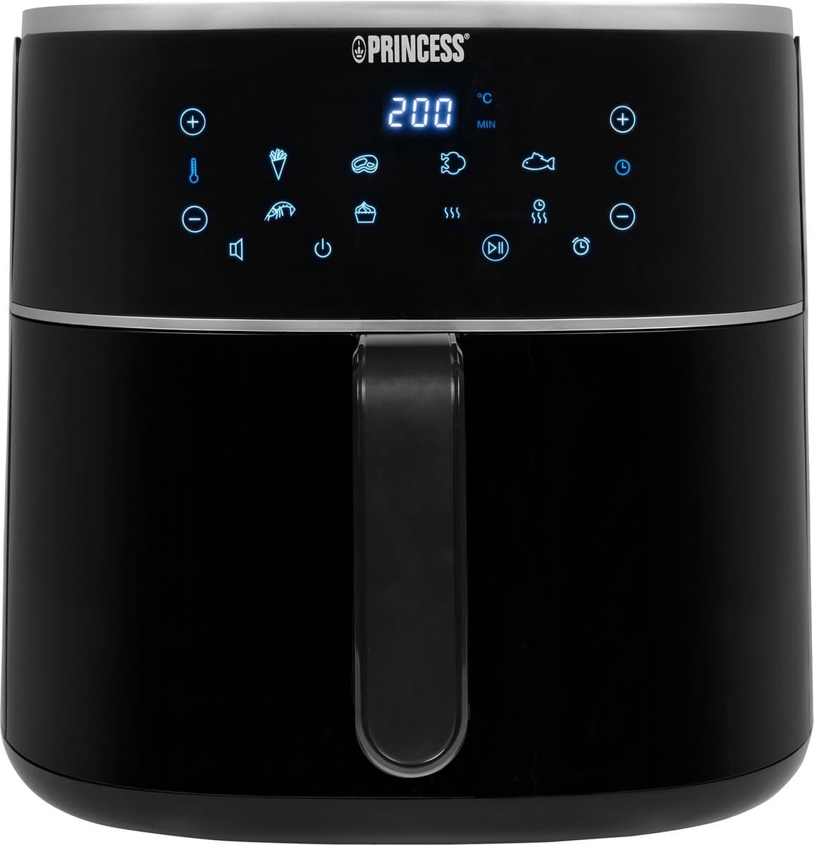 Princess Digitale Airfryer XXL 182254 - 8 liter - Extra Groot - PFAS vrij - Heteluchtfriteuse - Inclusief in hoogte verstelbaar Grillrack - Digital Touchscreen - 8 Automatische Programma's - 1800W - Zwart — afbeelding 1
