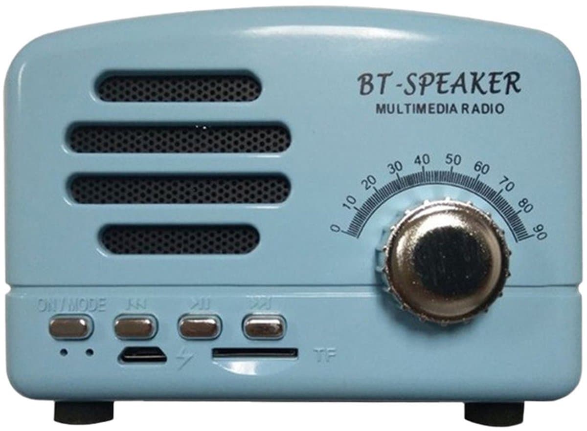 JeiibrZui Retro Bluetooth Speaker - Vintage Bluetooth Speaker - Draadloze Connectiviteit Ingébouwde Microfoon - 3W - Blauw — afbeelding 1