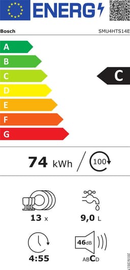 Bosch SMU4HTS14E - Serie 4 - Vaatwasser - Inbouwvaatwasser - Onderbouw - 60 cm - Energielabel C - Extra Droog: optie voor extra grondige droogresultaten — thumbnail 3