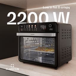 Klarstein Airfryer AirGlaze Digitale Heteluchtfriteuse – 34 L, 2200 W, 19 Programma’s, Rotisserie, Touchdisplay, 40–350 °C, Pizzasteen & Grillroosters, Dubbel Glasdeur, Zwart - voor Keuken - Timer - Heteluchtoven — thumbnail 4