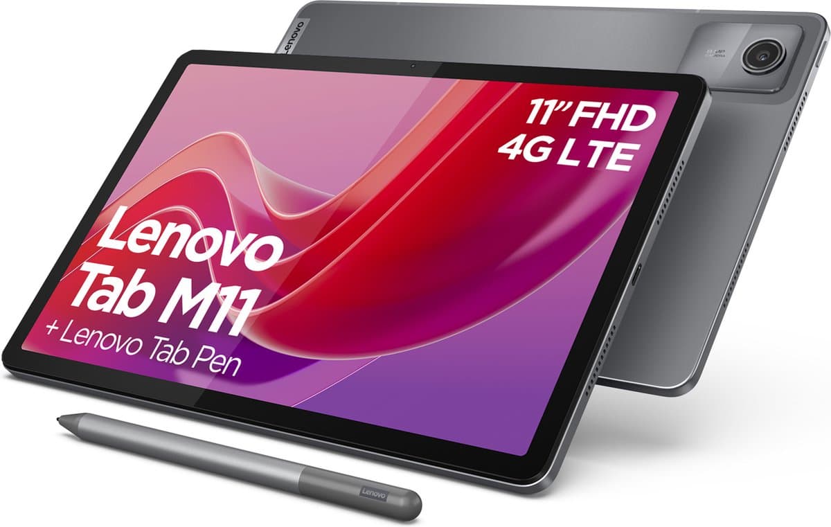 Lenovo Tab M11 – 4GB RAM – 128GB opslag – Inclusief Tab Pen – LTE – Grijs — afbeelding 1