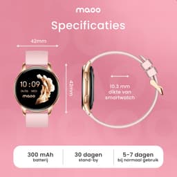 Maoo Ventura AMOLED Smartwatch Dames - RVS en 4x Siliconen Bandje - Stappenteller - Hartslagmeter - Slaapmonitor - Multisport - Geschikt voor Android en iOS - Rosé Goud en Roze — thumbnail 11