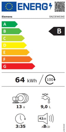 Siemens SN23EW03KE - iQ300 - Vrijstaande vaatwasser - 60 cm - Wit - Energielabel B - Home Connect - varioSpeed Plus je vaat tot wel drie keer zo snel schoon — thumbnail 2