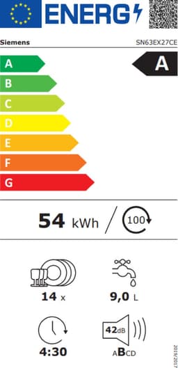 Siemens SN63EX27CE - iQ300 - Vaatwasser- Inbouw vaatwasser- Volledig geïntegreerde vaatwasser - 60 cm - Energielabel A - Home Connect - varioSpeed Plus: je vaat tot wel drie keer zo snel schoo — thumbnail 3