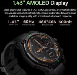 Smartwatch - GPS - Zwart - Inclusief 2 bandjes - Black Shark GS3 — thumbnail 11