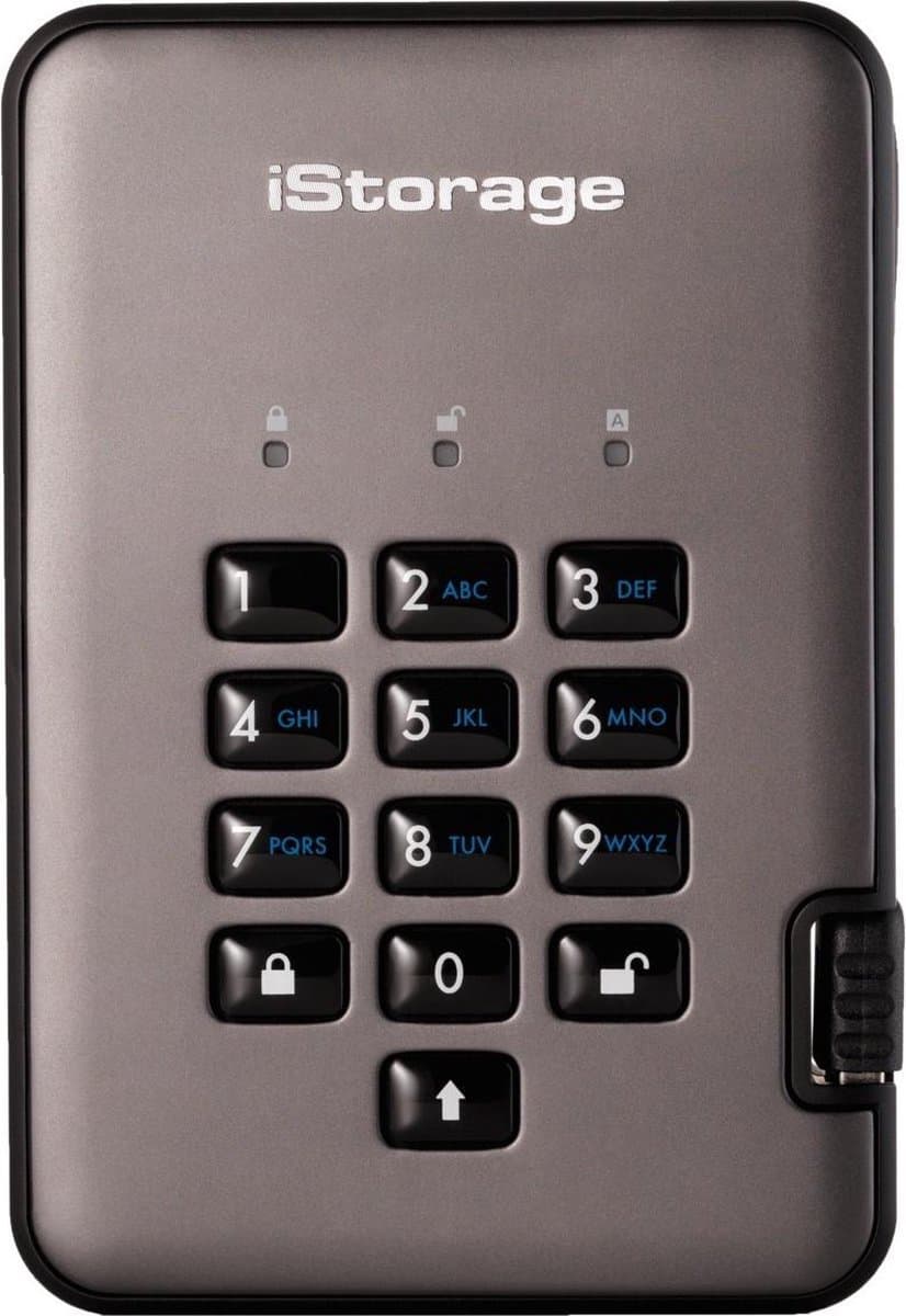 iStorage diskAshur Pro2 SSD - externe harde schijf - 1 TB - SSD - Cijfercode - Zwart - Grafiet — afbeelding 1