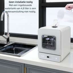 Puluomis DW1003 - Mini vaatwasser - met Waterreservoir - Vrijstaande Afwasmachine - 3 Couverts - 7 Wasprogramma's - Incl. Bestekmandje - Wit — thumbnail 11