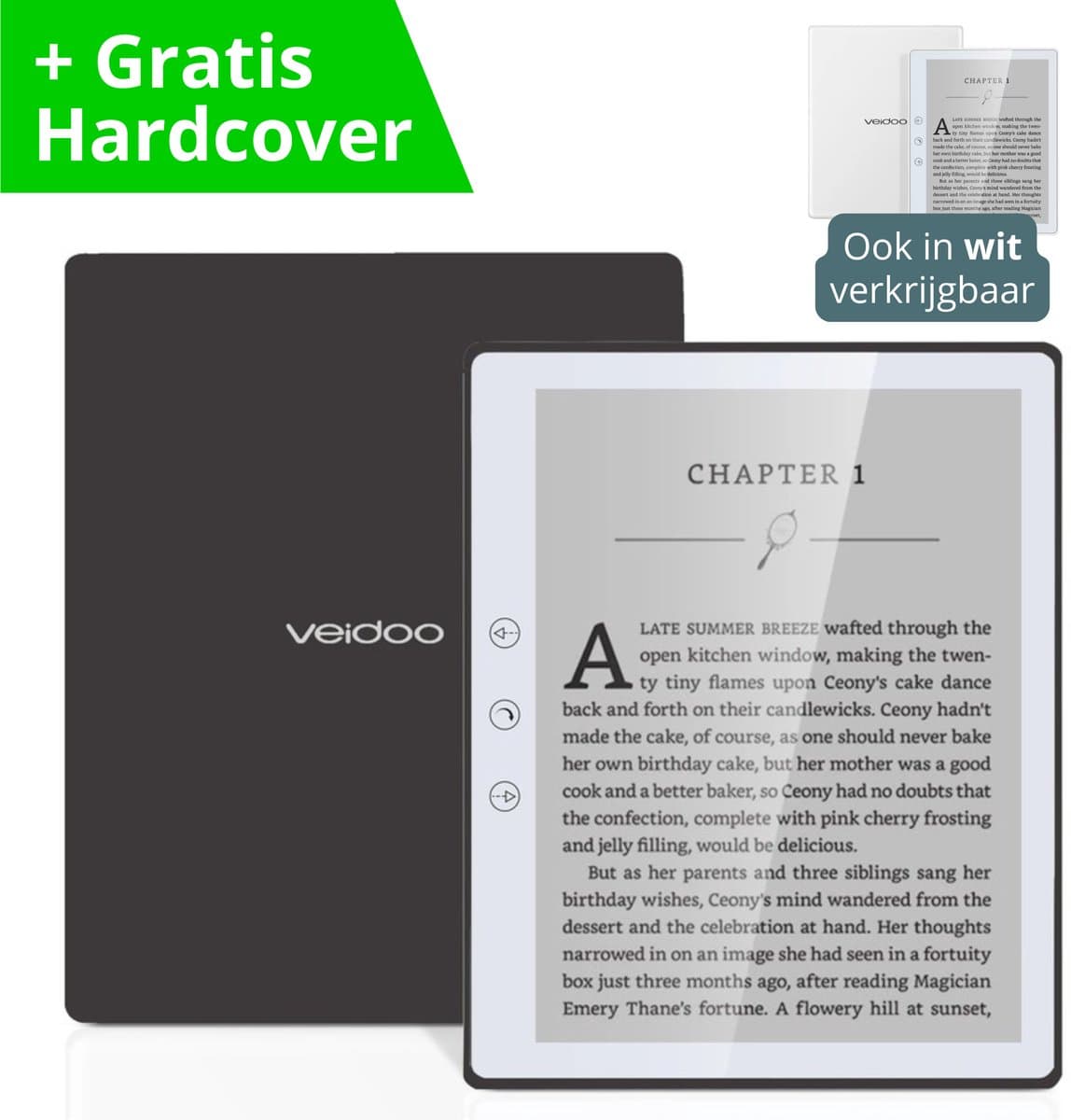 Haussgoods E-Reader – E-Ink – E-Book Reader – 6 inch – Inclusief Harde Cover & Stretch Band – Zwart — afbeelding 1