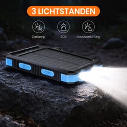 powerbank met zonnepaneel - geschikt voor iphone -geschikt voor samsung- zonneenergie - 10000mah - powerbanks -noodpakket- solar - — thumbnail 4