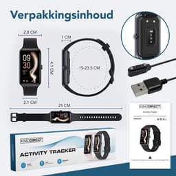 KIMO DIRECT Vela Activity Tracker - Stappenteller - Hartslagmeter - Sporthorloge - Smartwatch - Stappenteller Horloge - Zwart — thumbnail 8