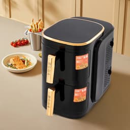 Sensova - Airfryer Dubbellaags 2400W 6L + 6L - Grote Heteluchtfriteuse met Twee Onafhankelijke Manden voor 6-8 Personen - Multifunctionele Airfryer en Heteluchtoven voor Gezond, Snel en Vetarm Koken Zonder Olie — thumbnail 5