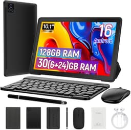 Hotlight C108 - Android 16 Tablet - 10.1 inch - 30(6+24)GB RAM/128GB ROM - Gemini AI - Wifi 6 - Met Toetsenbord, Muis, Oordopjes & Bescherming – Zwart — thumbnail 1