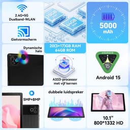 Hotlight A10 - Android 15 Tablet - 10.1 inch - 20(3+17)GB RAM/64GB ROM– 5000mAh - Zwart — thumbnail 7