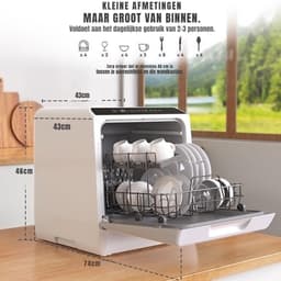 SVN® Mini Vaatwasser - Vaatwasser - Tafelvaatwasser - Wit - 43cm x 43cm x 46cm — thumbnail 3
