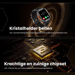 Maoo FORGE GPS Square - GPS Smartwatch Heren - Sporthorloge - 3 Bandjes - Stappenteller - Hartslagmeter - Slaapmonitor - Belfunctie - LED Zaklamp - Multisport - Geschikt voor Android en iOS - Gun Metal Orange — thumbnail 14