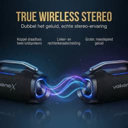 VolkanoX Ignite Bluetooth Speaker - Muziek box - 140W Partybox met RGB Verlichting - Spatwaterdicht - FM Radio - TWS - Zwart — thumbnail 8