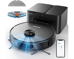 Teendow D65S MAX Robotstofzuiger met Dweilfunctie + Leegstation – 6000 Pa – LiDAR Laser Navigatie – tot 70 dagen automatisch legen – 220 min – App (Tuya) + Alexa/Google – Zwart