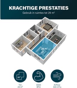 Princess Mobiele Airco - 9000 BTU - Smart - 3-in-1 - Airconditioner - Ventilator - Luchtontvochtiger - App Bedienbaar - WiFi - Afstandsbediening - Touchscreen - Incl. Raamdichting Kit - 358909 — thumbnail 12