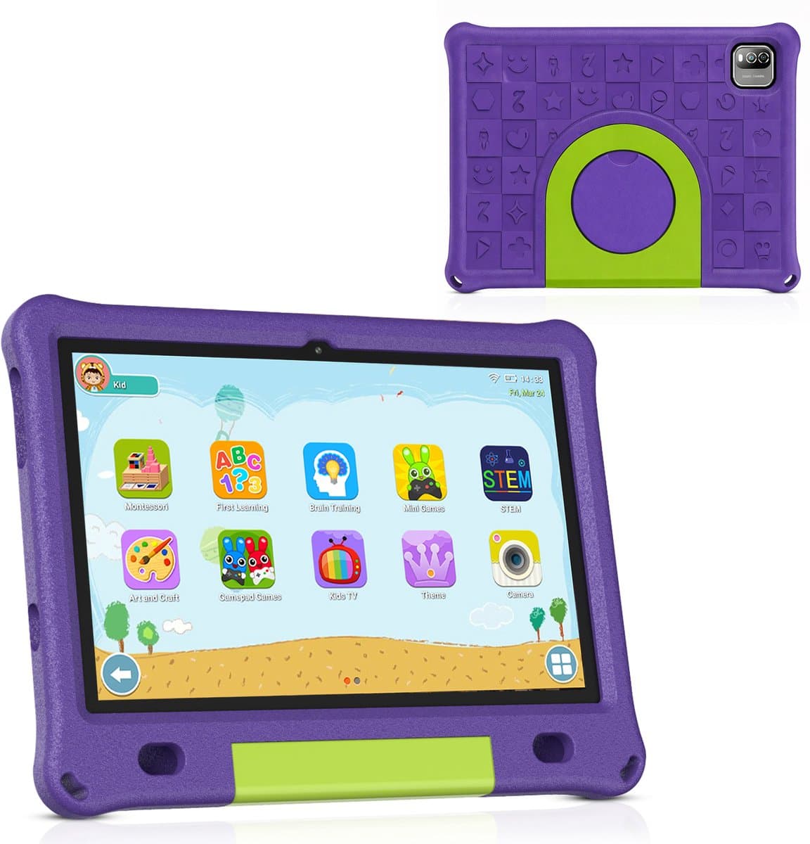 Kindertablet 10 inch – Android 15 – 64GB – Inclusief Hoes – Ouderlijk Toezicht – Kids Tablet – Tablet Kinderen – WiFi — afbeelding 1