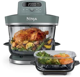 Ninja CRISPi PRO 7-in-1 Glazen Airfryer met 7 functies - Airfryen, Bakken, Braden, Rijzen, Drogen. Max Crisp en Opnieuw krokant maken - 2.3 liter en 5.7 liter glazen schaal - PFAS vrij koken - Grijsgroen - AS101EUGY — thumbnail 1